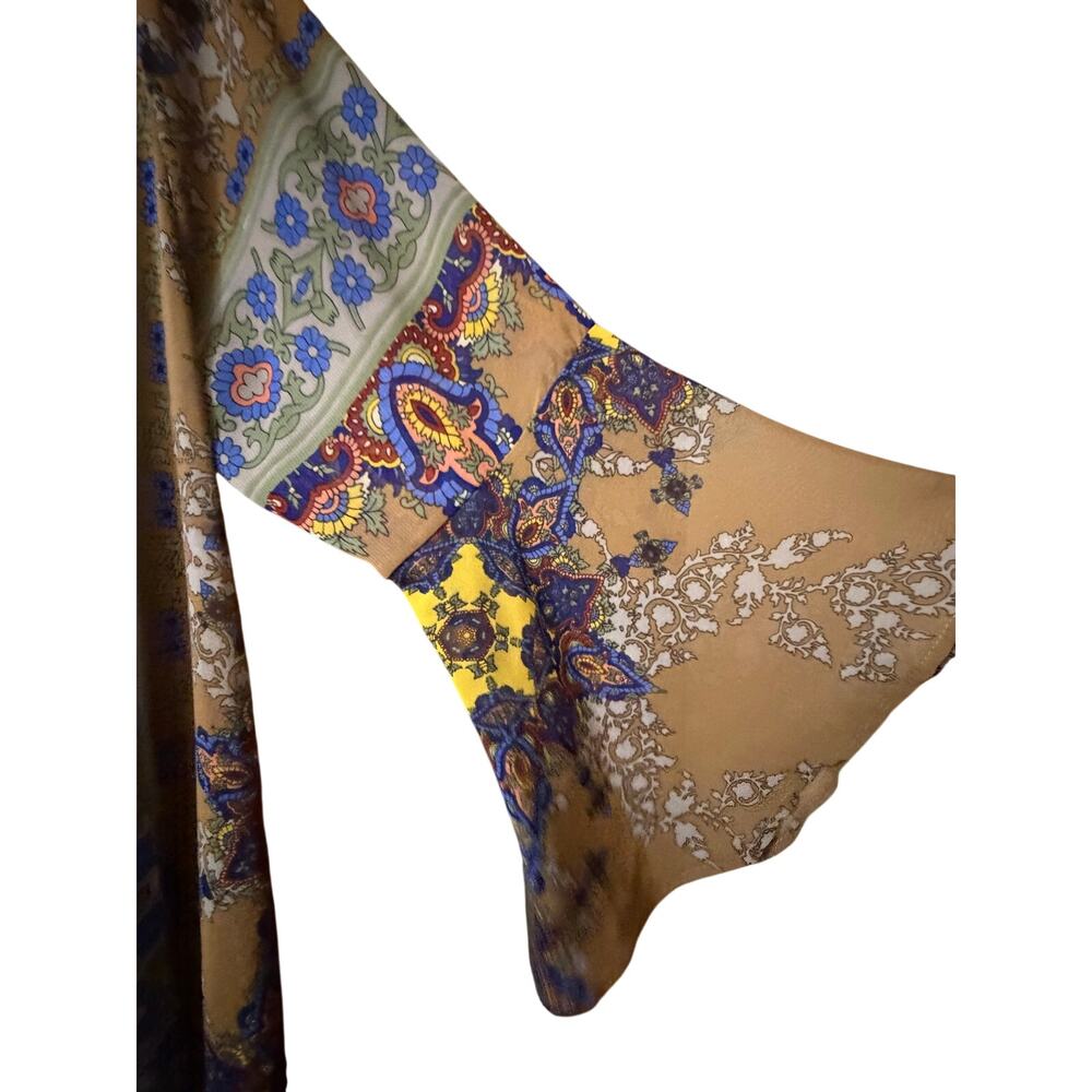 Bohemian Paisley Medallion Kimono Duster with Tulip Bell Sleeves size Small - Picture 13 of 15